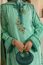 3 Piece Unstitched Embroidered Lawn Suit with Embroidered Printed Chiffon Dupatta BM-52015